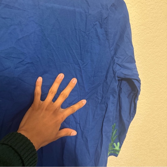 Gretchen Scott Embroidered Cotton  Tunic navy  Size small - Picture 6 of 11